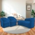Kit Sofá Curvo França 180cm L.E e 2 Poltronas Luiza Max Conforto, Elegância e Design Moderno Linho Azul Royal