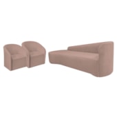 Kit Sofá Curvo França 180cm L.E e 2 Poltronas Luiza Max Conforto, Elegância e Design Moderno Linho Rose