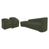 Kit Sofá Curvo França 180cm L.E e 2 Poltronas Luiza Max Conforto, Elegância e Design Moderno Linho Verde
