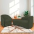 Kit Sofá Curvo França 180cm L.E e Poltrona Luiza Max Conforto, Elegância e Design Moderno Linho Verde