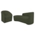 Kit Sofá Curvo França 180cm L.E e Poltrona Luiza Max Conforto, Elegância e Design Moderno Linho Verde