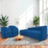 Kit Sofá Curvo França 200cm L.E e 2 Poltronas Luiza Max Conforto, Elegância e Design Moderno Linho Azul Royal