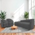 Kit Sofá Curvo França 200cm L.E e 2 Poltronas Luiza Max Conforto, Elegância e Design Moderno Linho Cinza Escuro