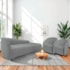 Kit Sofá Curvo França 200cm LD. e 2 Poltronas Luiza Max Conforto, Elegância e Design Moderno Bouclé Cinza