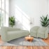 Kit Sofá Curvo França 200cm LD. e 2 Poltronas Luiza Max Conforto, Elegância e Design Moderno Bouclé Verde Oliva
