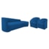 Kit Sofá Curvo França 200cm LD. e 2 Poltronas Luiza Max Conforto, Elegância e Design Moderno Linho Azul Royal