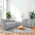 Kit Sofá Curvo França 200cm LD. e 2 Poltronas Luiza Max Conforto, Elegância e Design Moderno Linho Cinza Claro
