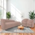 Kit Sofá Curvo França 200cm LD. e 2 Poltronas Luiza Max Conforto, Elegância e Design Moderno Linho Rose