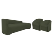 Kit Sofá Curvo França 200cm LD. e 2 Poltronas Luiza Max Conforto, Elegância e Design Moderno Linho Verde