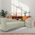 Kit Sofá Curvo França 200cm LD. e Poltrona Luiza Max Conforto, Elegância e Design Moderno Bouclé Verde Oliva