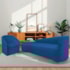 Kit Sofá Curvo França 220cm L.E e Poltrona Luiza Max Conforto, Elegância e Design Moderno Linho Azul Royal