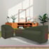 Kit Sofá Curvo França 220cm L.E e Poltrona Luiza Max Conforto, Elegância e Design Moderno Linho Verde