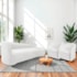 Kit Sofá Curvo França 250cm LD. e 2 Poltronas Luiza Max Conforto, Elegância e Design Moderno Bouclé Branco