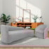 Kit Sofá Curvo França 250cm LD. e Poltrona Luiza Max Conforto, Elegância e Design Moderno Linho Cinza Claro