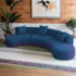 Kit Sofá Modular 4 Lugares 360cm Moderno Curvo Orgânico Duna Linho Azul Royal