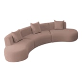 Kit Sofá Modular 4 Lugares 360cm Moderno Curvo Orgânico Duna Linho Rosê