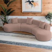 Kit Sofá Modular 4 Lugares 360cm Moderno Curvo Orgânico Duna Linho Rosê