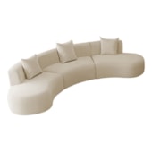 Kit Sofá Modular 4 Lugares Moderno Curvo Orgânico Duna Bouclé Bege