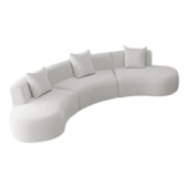 Kit Sofá Modular 4 Lugares Moderno Curvo Orgânico Duna Bouclé Branco