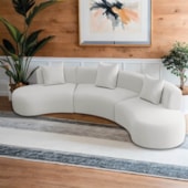 Kit Sofá Modular 4 Lugares Moderno Curvo Orgânico Duna Bouclé Branco