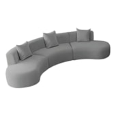 Kit Sofá Modular 4 Lugares Moderno Curvo Orgânico Duna Bouclé Cinza