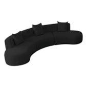 Kit Sofá Modular 4 Lugares Moderno Curvo Orgânico Duna Bouclé Preto