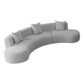 Kit Sofá Modular 4 Lugares Moderno Curvo Orgânico Duna Linho Cinza Claro