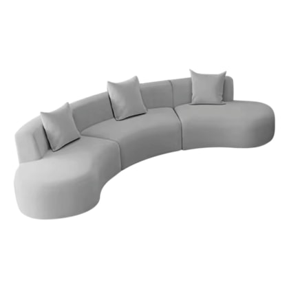 Kit Sofá Modular 4 Lugares Moderno Curvo Orgânico Duna Linho Cinza Claro