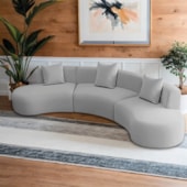 Kit Sofá Modular 4 Lugares Moderno Curvo Orgânico Duna Linho Cinza Claro