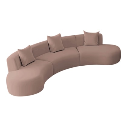 Kit Sofá Modular 4 Lugares Moderno Curvo Orgânico Duna Linho Rosê