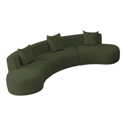 Kit Sofá Modular 4 Lugares Moderno Curvo Orgânico Duna Linho Verde