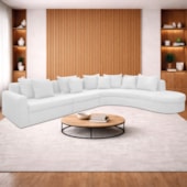 Kit Sofá Modular 5 Lugares 390cm Moderno Curvo Orgânico Bellarco Bouclé Branco