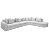 Kit Sofá Modular 5 Lugares 390cm Moderno Curvo Orgânico Bellarco Bouclé Cinza