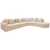 Kit Sofá Modular 5 Lugares 390cm Moderno Curvo Orgânico Bellarco Linho Bege