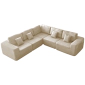 Kit Sofá Modular 5 Lugares Moderno Curvo Orgânico Adapt Bouclé Bege