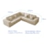 Kit Sofá Modular 5 Lugares Moderno Curvo Orgânico Adapt Bouclé Bege