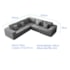 Kit Sofá Modular 5 Lugares Moderno Curvo Orgânico Adapt Bouclé Cinza