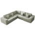 Kit Sofá Modular 5 Lugares Moderno Curvo Orgânico Adapt Bouclé Verde Oliva