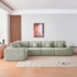 Kit Sofá Modular 5 Lugares Moderno Curvo Orgânico Adapt Bouclé Verde Oliva