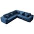 Kit Sofá Modular 5 Lugares Moderno Curvo Orgânico Adapt Linho Azul Royal
