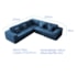 Kit Sofá Modular 5 Lugares Moderno Curvo Orgânico Adapt Linho Azul Royal