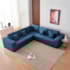 Kit Sofá Modular 5 Lugares Moderno Curvo Orgânico Adapt Linho Azul Royal
