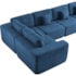 Kit Sofá Modular 5 Lugares Moderno Curvo Orgânico Adapt Linho Azul Royal