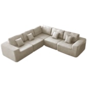 Kit Sofá Modular 5 Lugares Moderno Curvo Orgânico Adapt Linho Bege