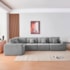 Kit Sofá Modular 5 Lugares Moderno Curvo Orgânico Adapt Linho Cinza Claro