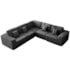 Kit Sofá Modular 5 Lugares Moderno Curvo Orgânico Adapt Linho Cinza Escuro