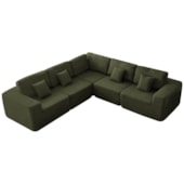 Kit Sofá Modular 5 Lugares Moderno Curvo Orgânico Adapt Linho Verde