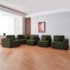 Kit Sofá Modular 5 Lugares Moderno Curvo Orgânico Adapt Linho Verde