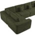 Kit Sofá Modular 5 Lugares Moderno Curvo Orgânico Adapt Linho Verde