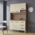 Kit Zínia 5 Portas 3 Gavetas Cozinha MB1 120cm Savana\Off White Puxador Cobre